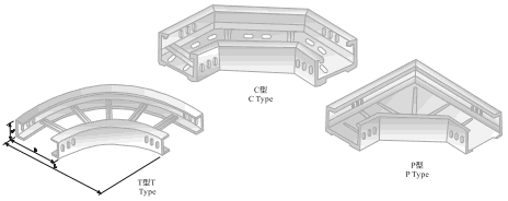 XQJ-LQJ-02CT, P, C型铝合金水平弯通桥架